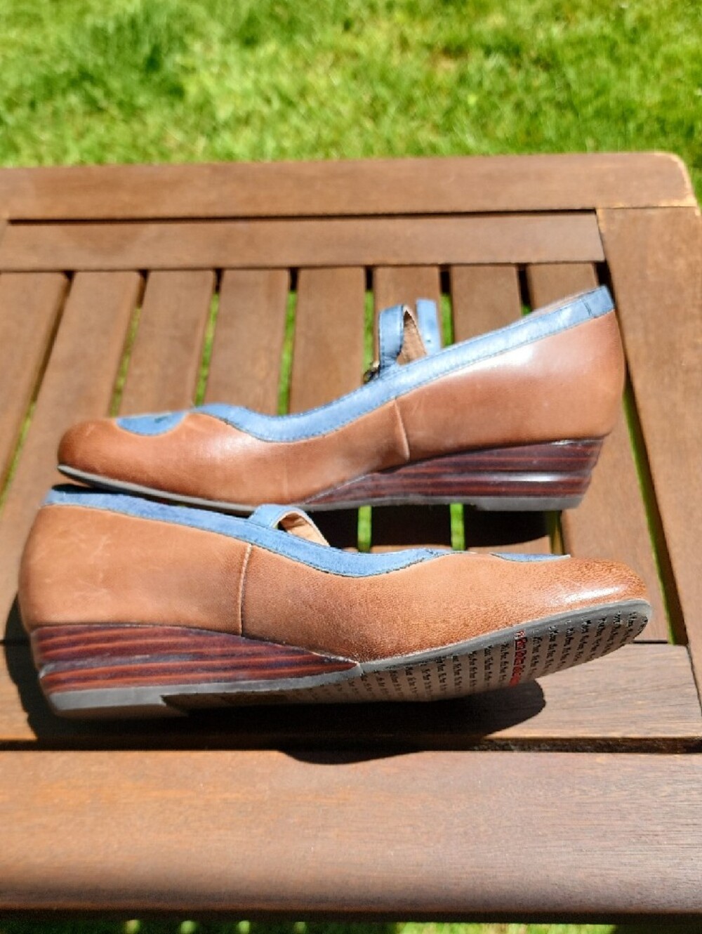 Miz Mooz Brown and Blue Mary Janes - Picture 2 of 5